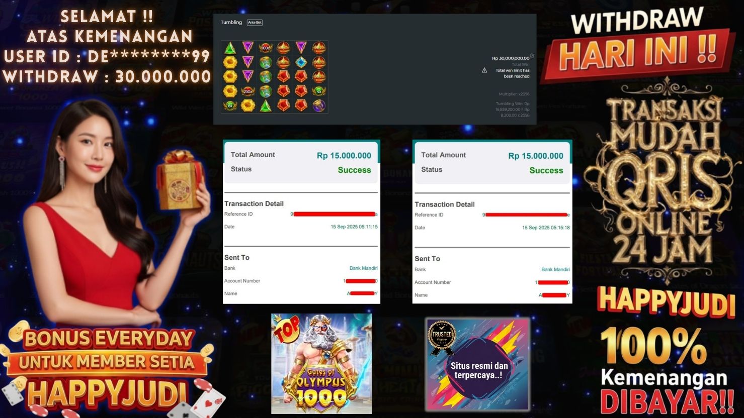 HAPPYJUDI JACKPOT SLOT GATES OF OLYMPUS 1000